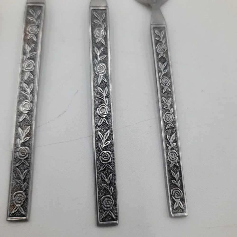 4pc Eldan ELD11 Interpur Stainless Steel Fork Set Rose Pattern Japan 3 Din 1 Sal